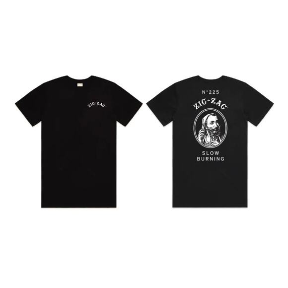 Zig-Zag Slow Burning Graphic T-Shirt - Large- Iconic Black Tee - Picture 1 of 1